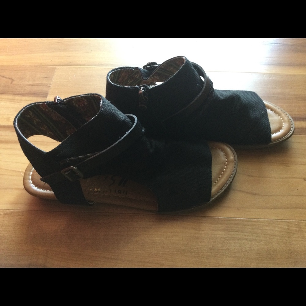 Blowfish Malibu Black Canvas Sandals